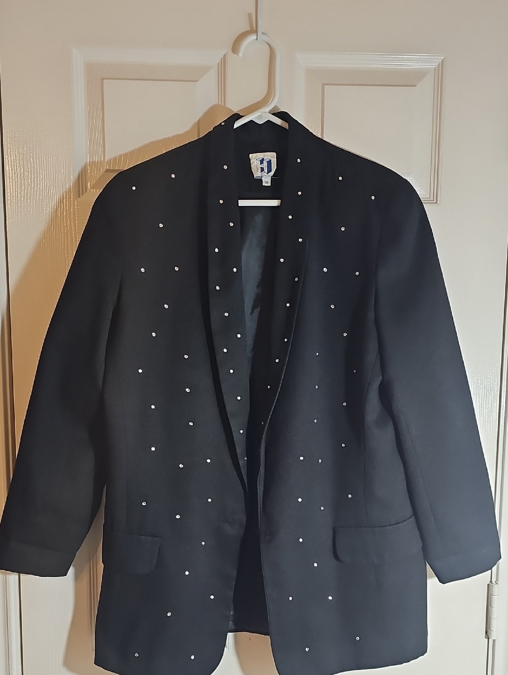 Vintage 90's Glam Leisure Rhinestone Black Blazer Size 8 Shimmer Jacket